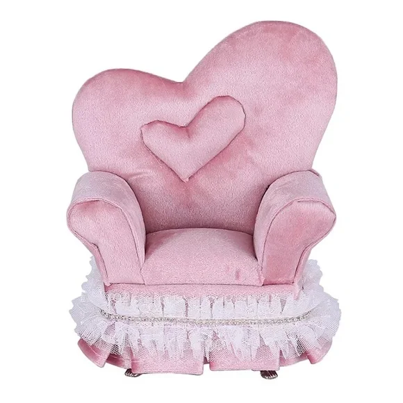 Jewelry box storage chair cute velvet organizer pink heart love decor - Picture 3 of 6